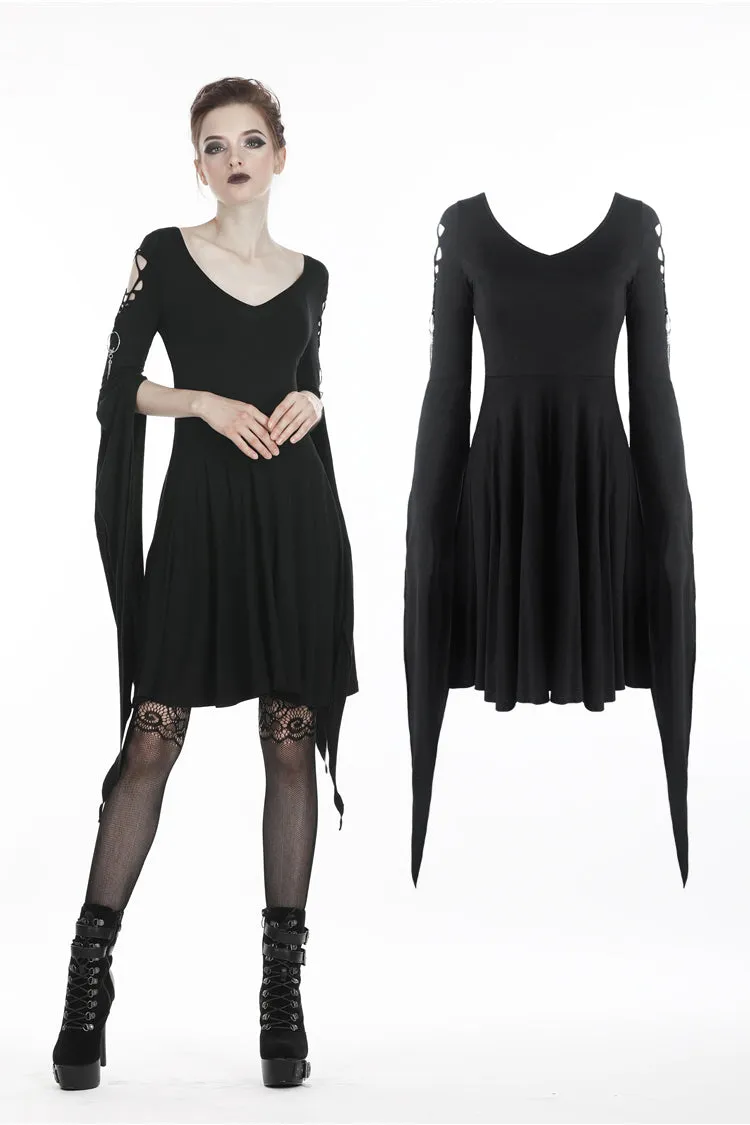 Punk dress with long hooked flower sleeves DW252