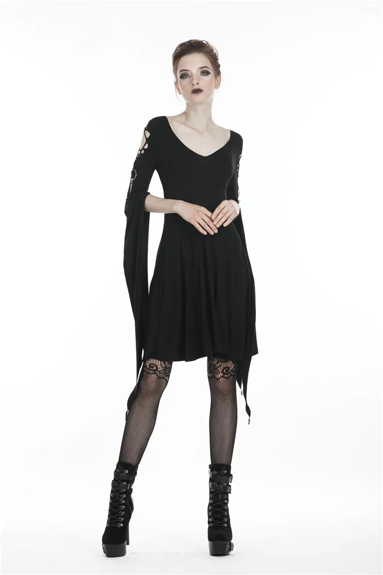 Punk dress with long hooked flower sleeves DW252