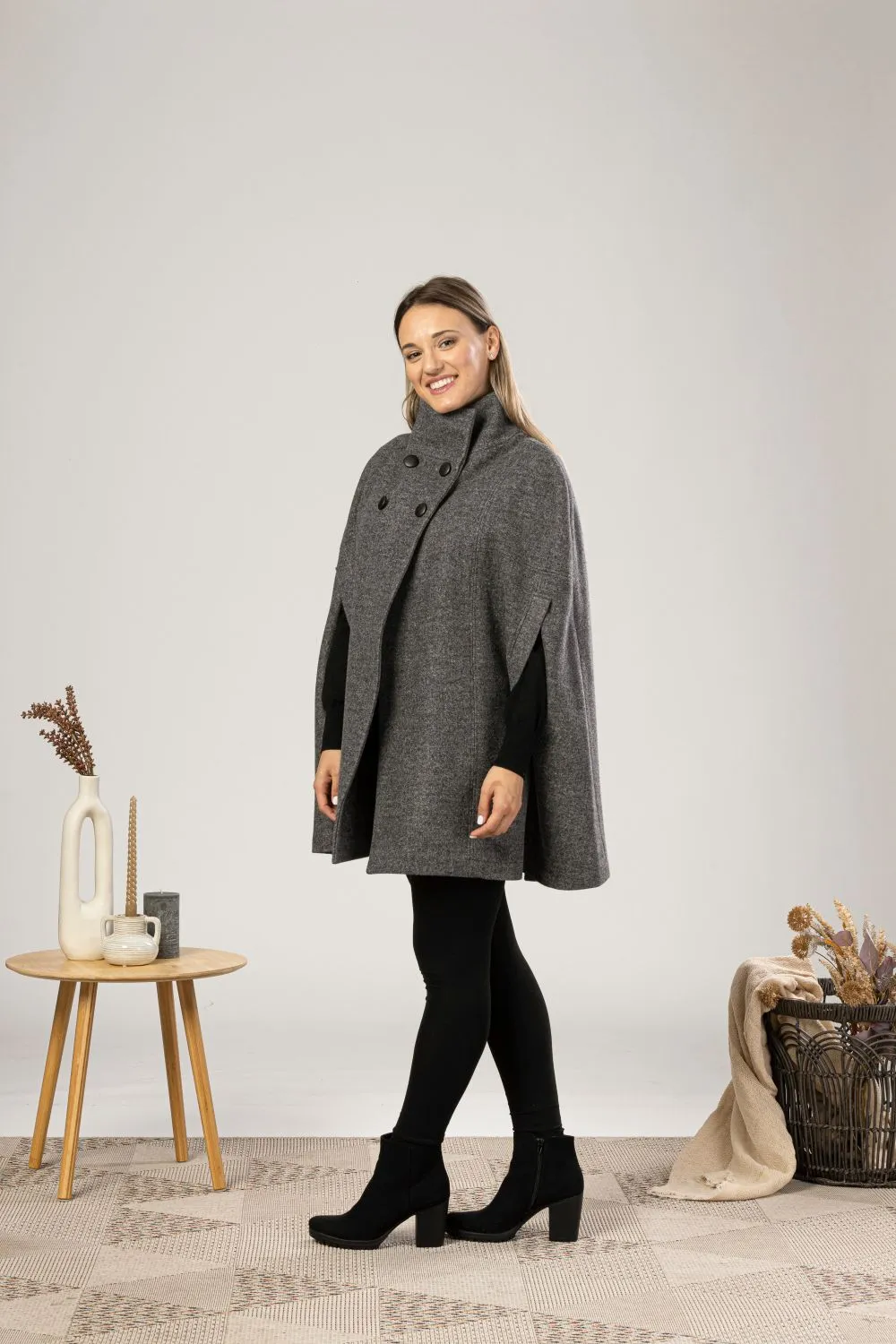 Raspberry Elegant Cape Coat