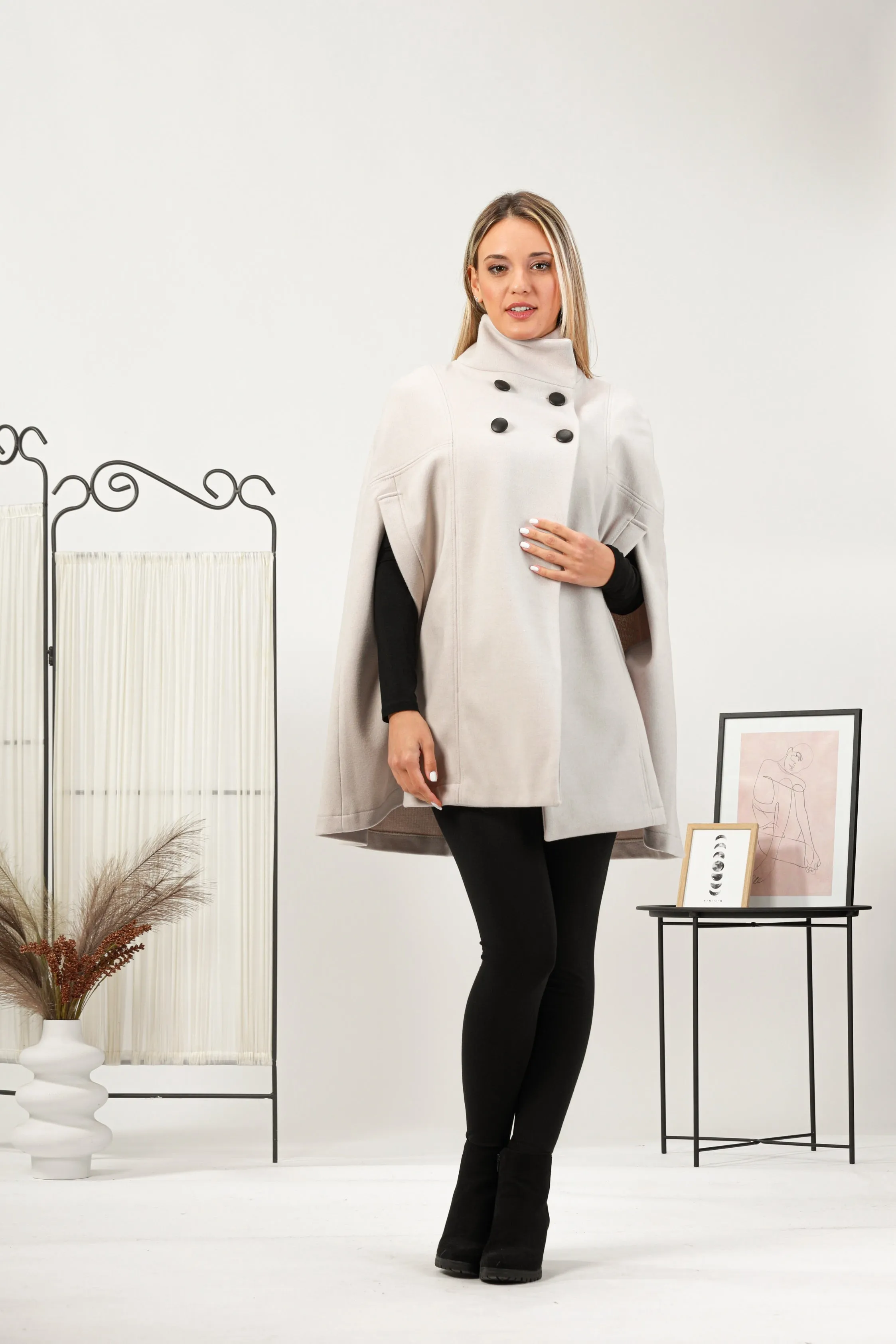 Raspberry Elegant Cape Coat