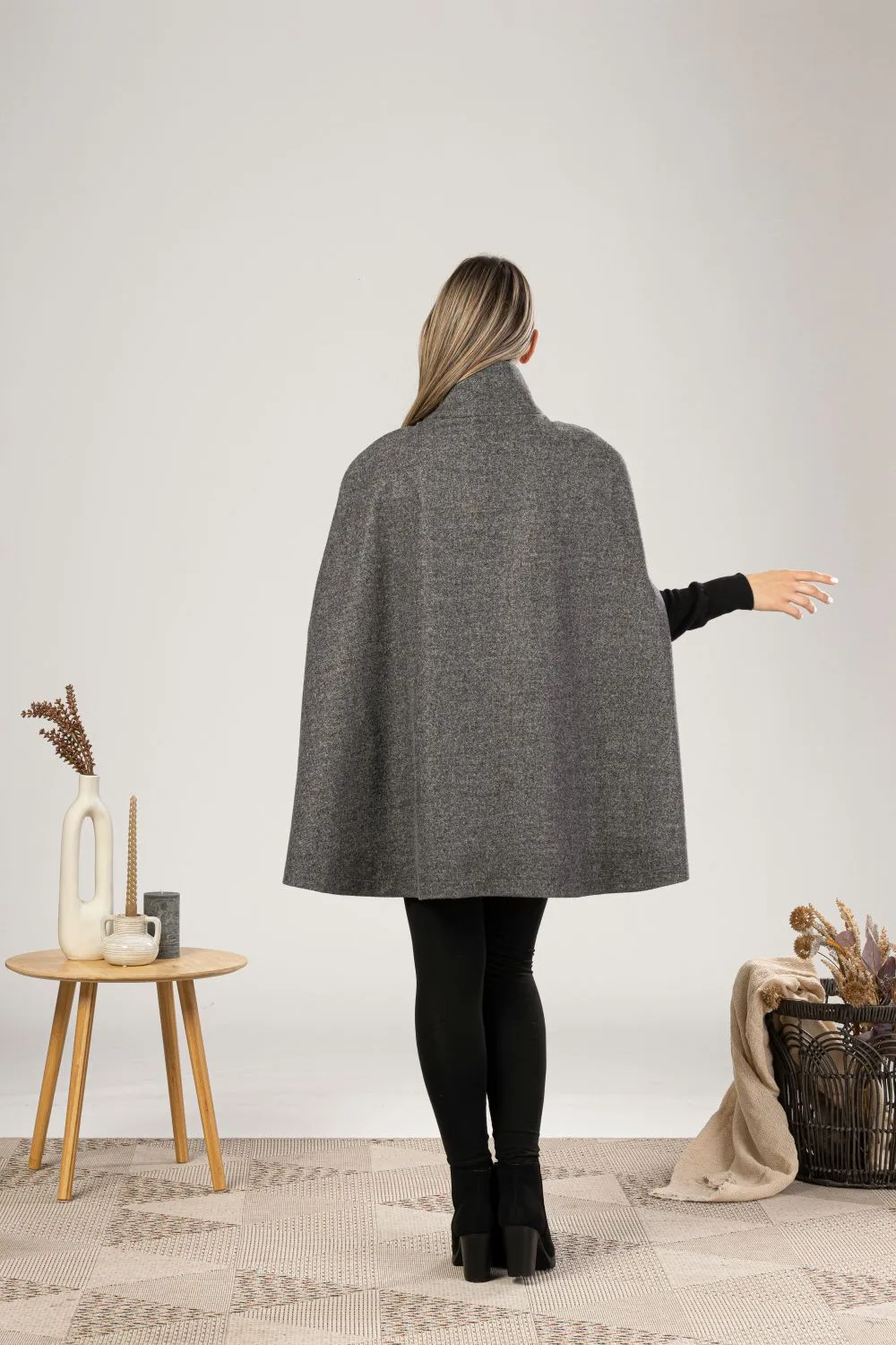 Raspberry Elegant Cape Coat