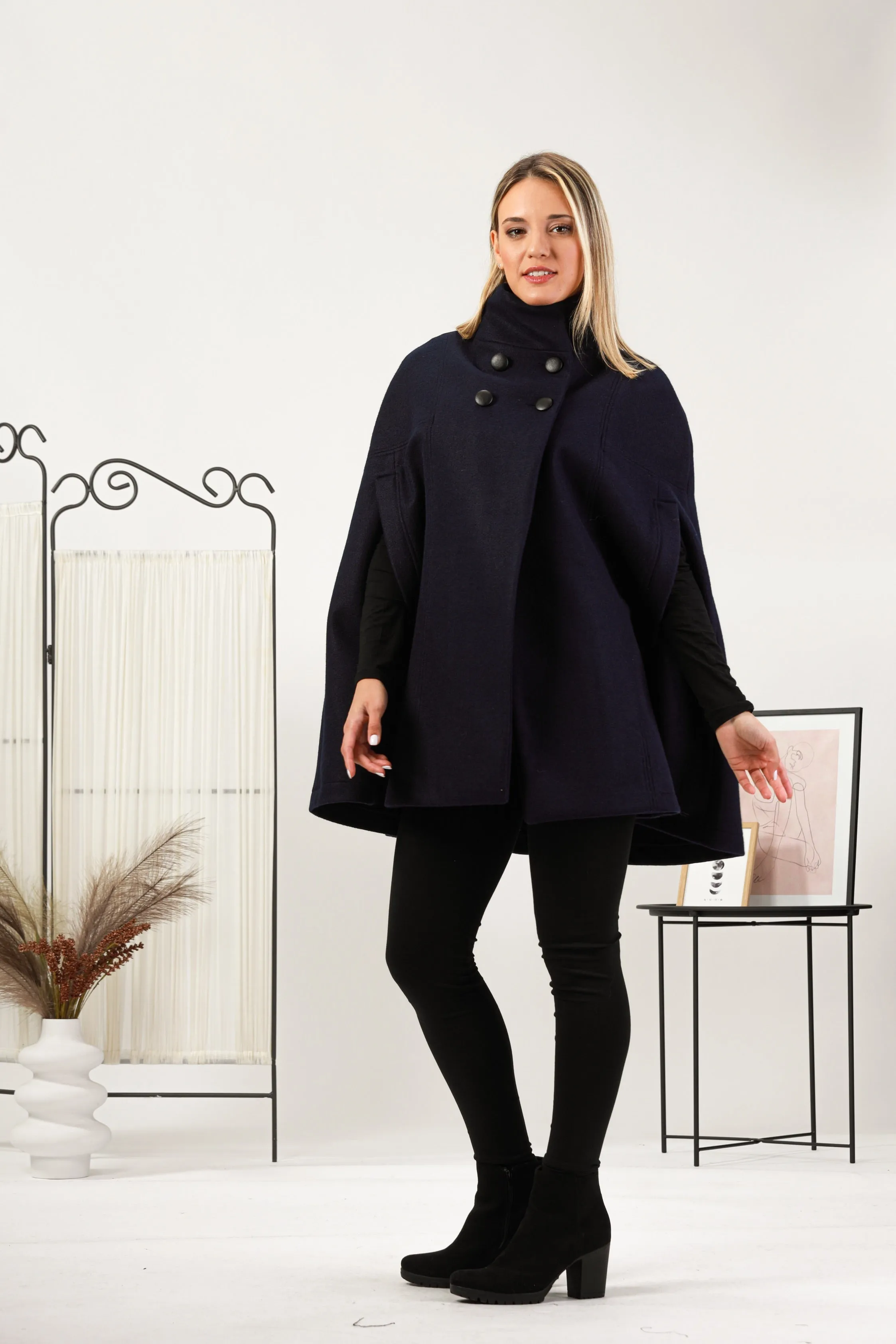 Raspberry Elegant Cape Coat
