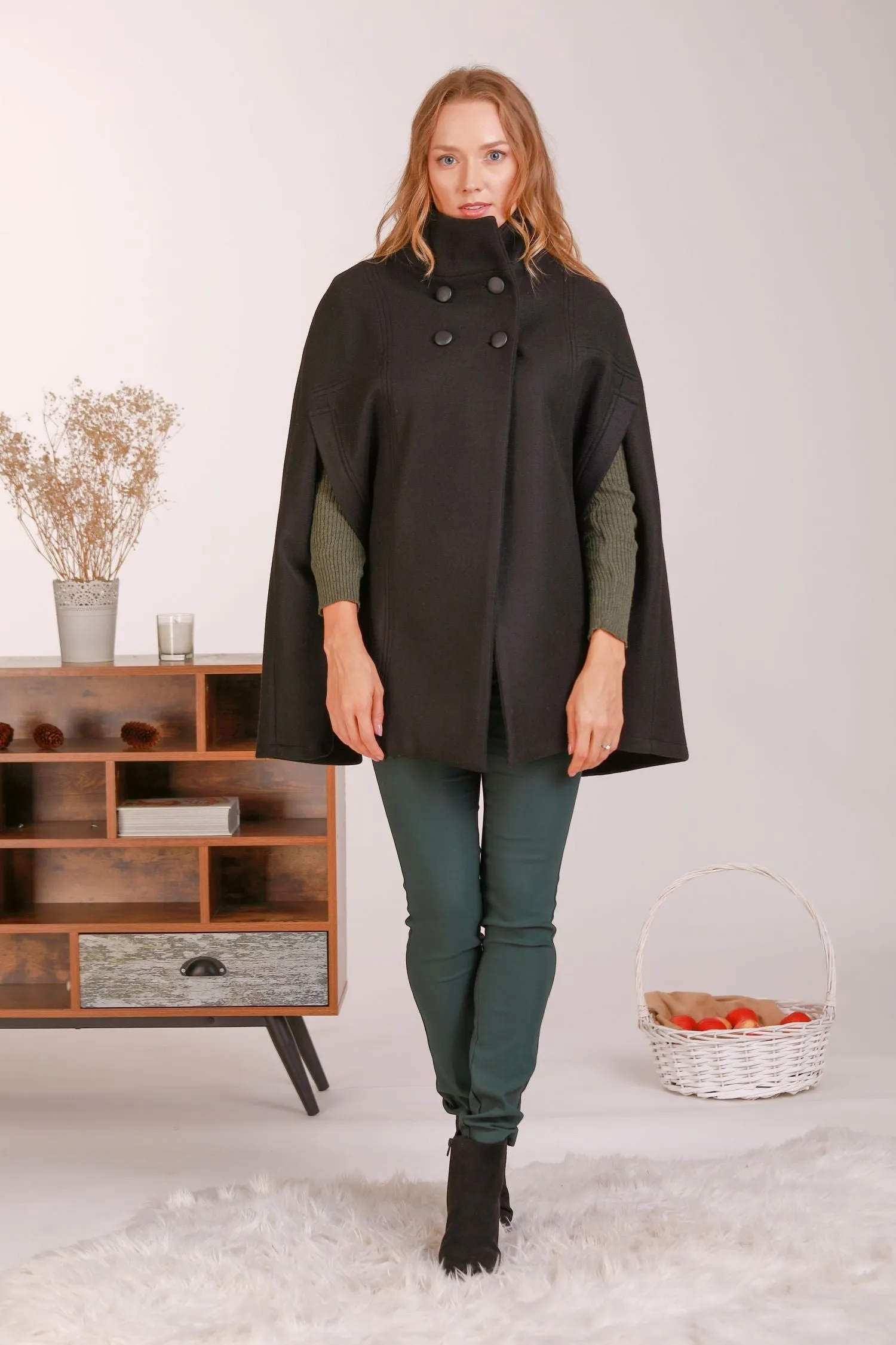 Raspberry Elegant Cape Coat