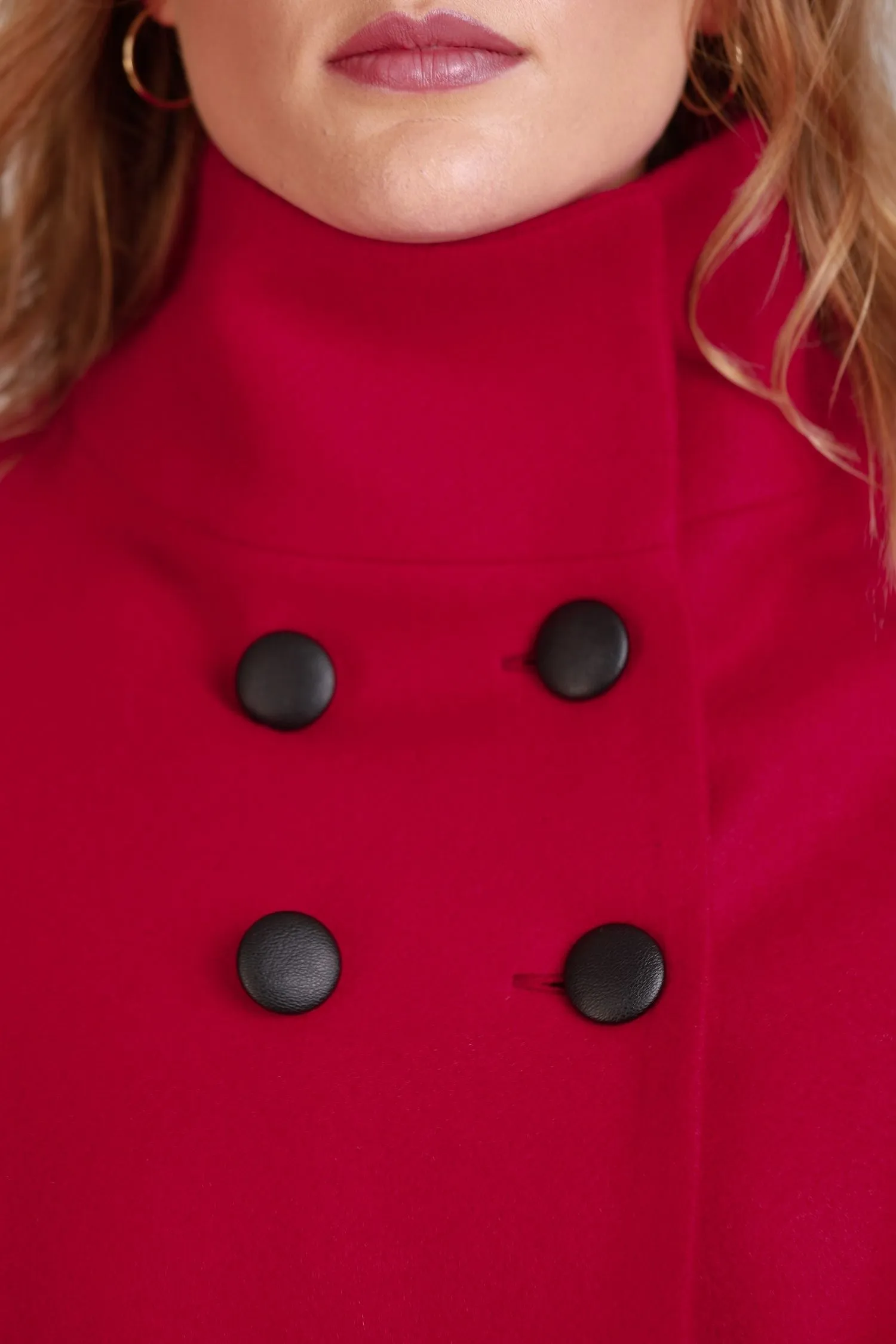 Raspberry Elegant Cape Coat