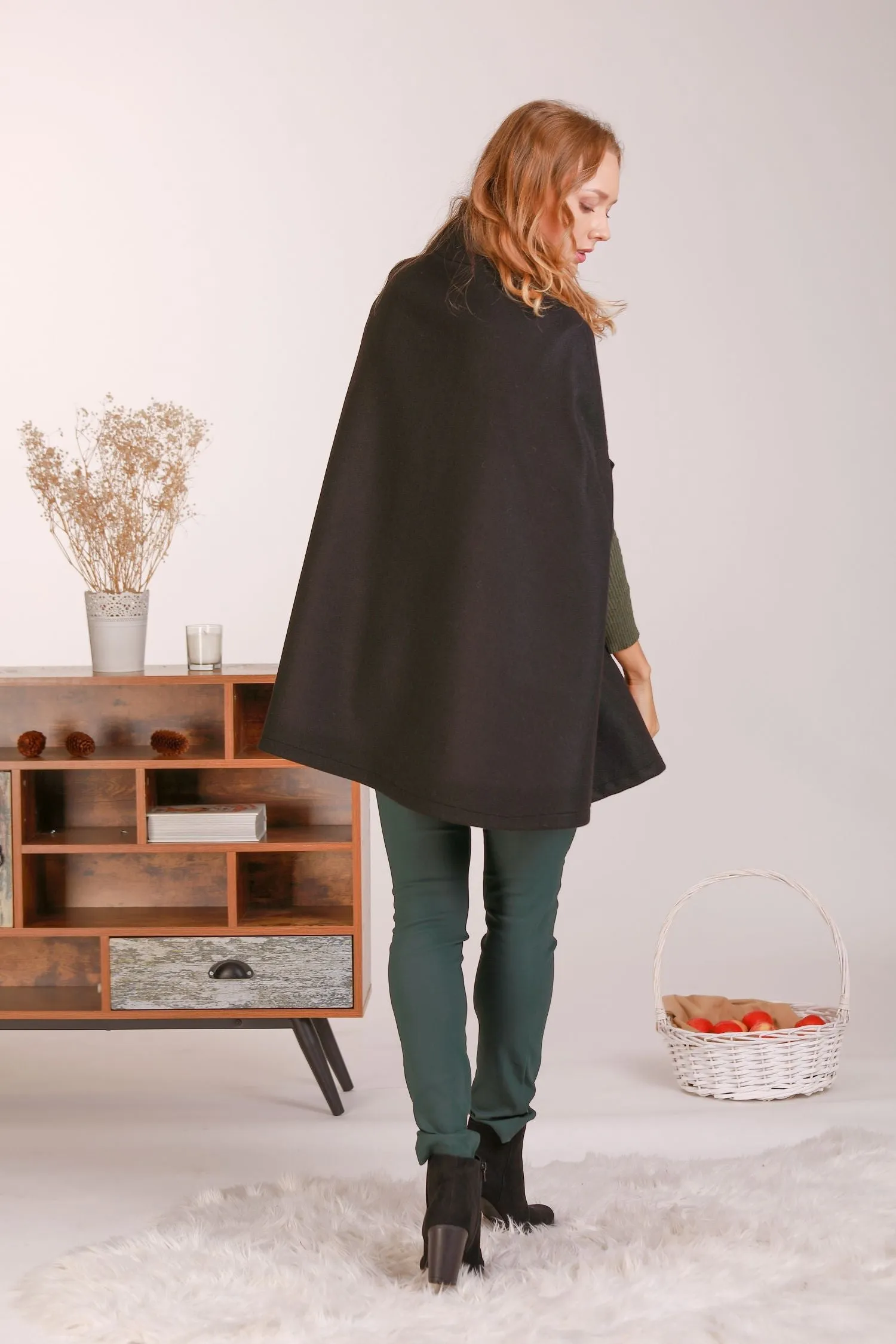 Raspberry Elegant Cape Coat