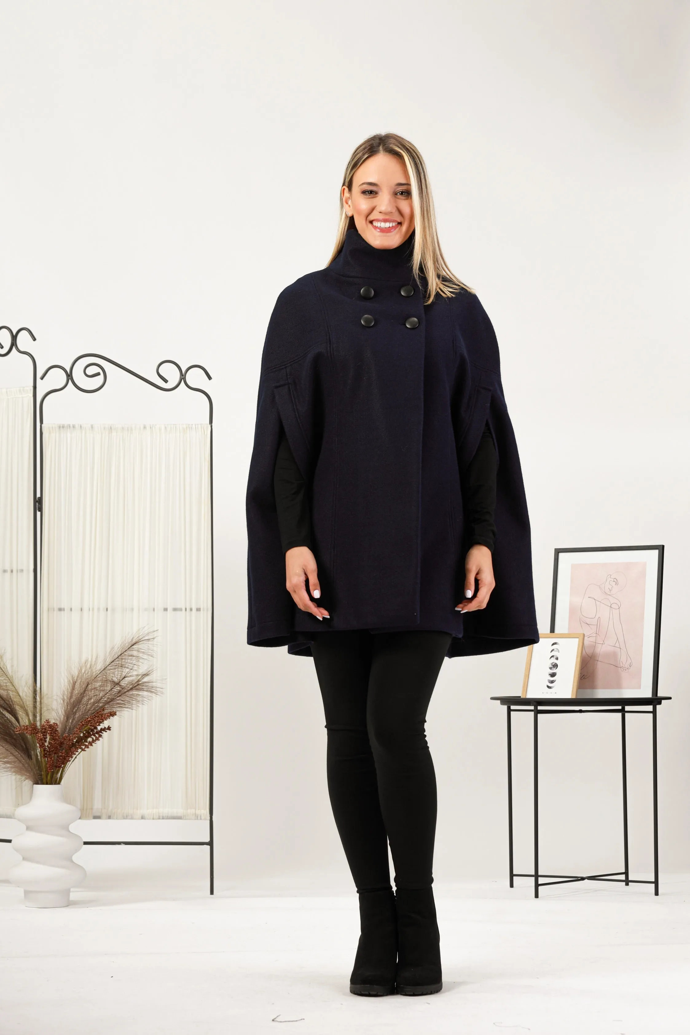 Raspberry Elegant Cape Coat