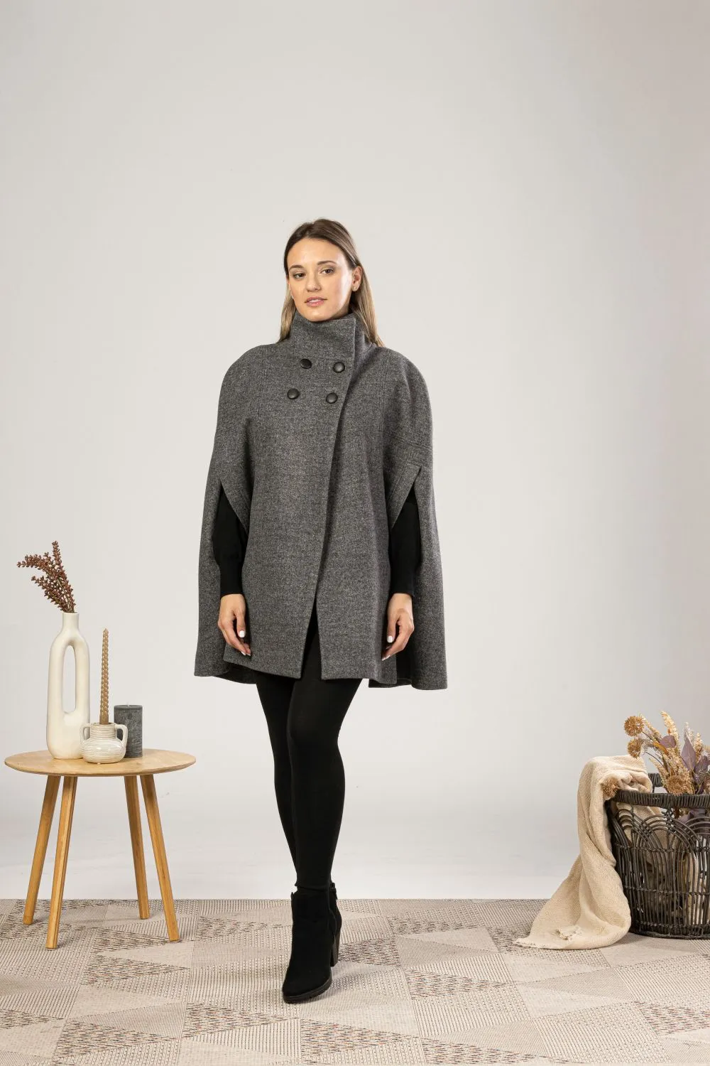 Raspberry Elegant Cape Coat