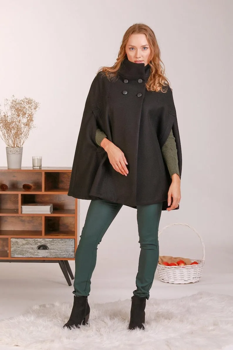 Raspberry Elegant Cape Coat
