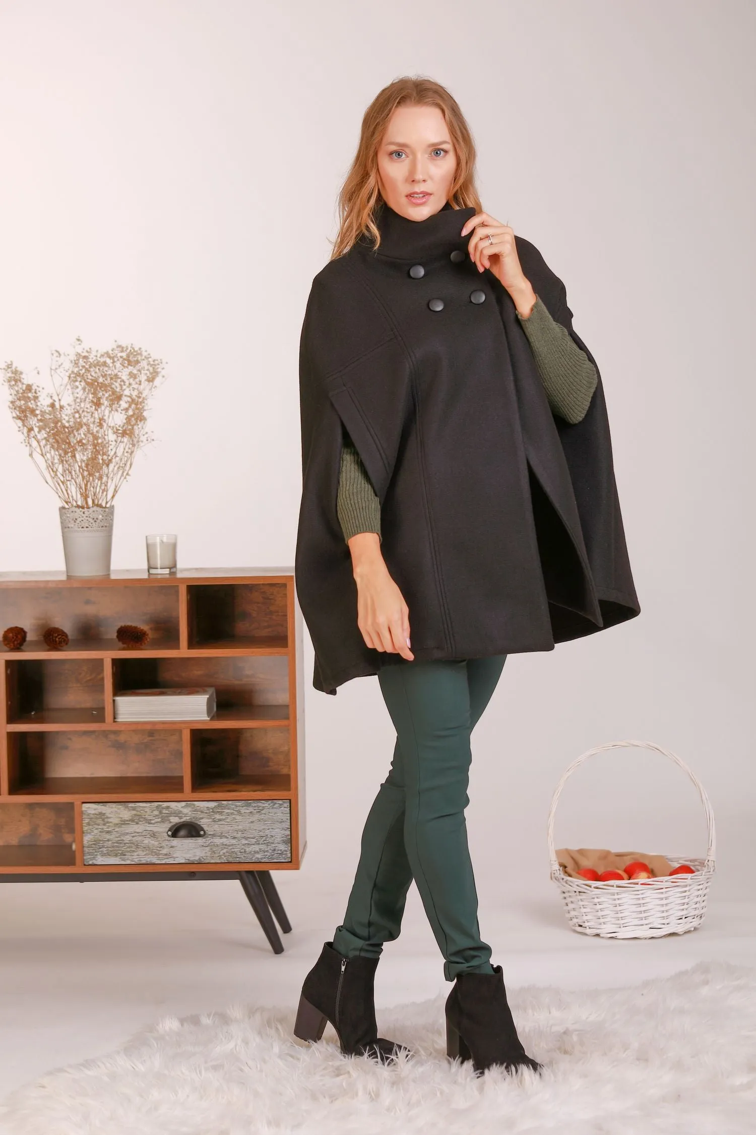Raspberry Elegant Cape Coat