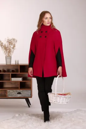 Raspberry Elegant Cape Coat
