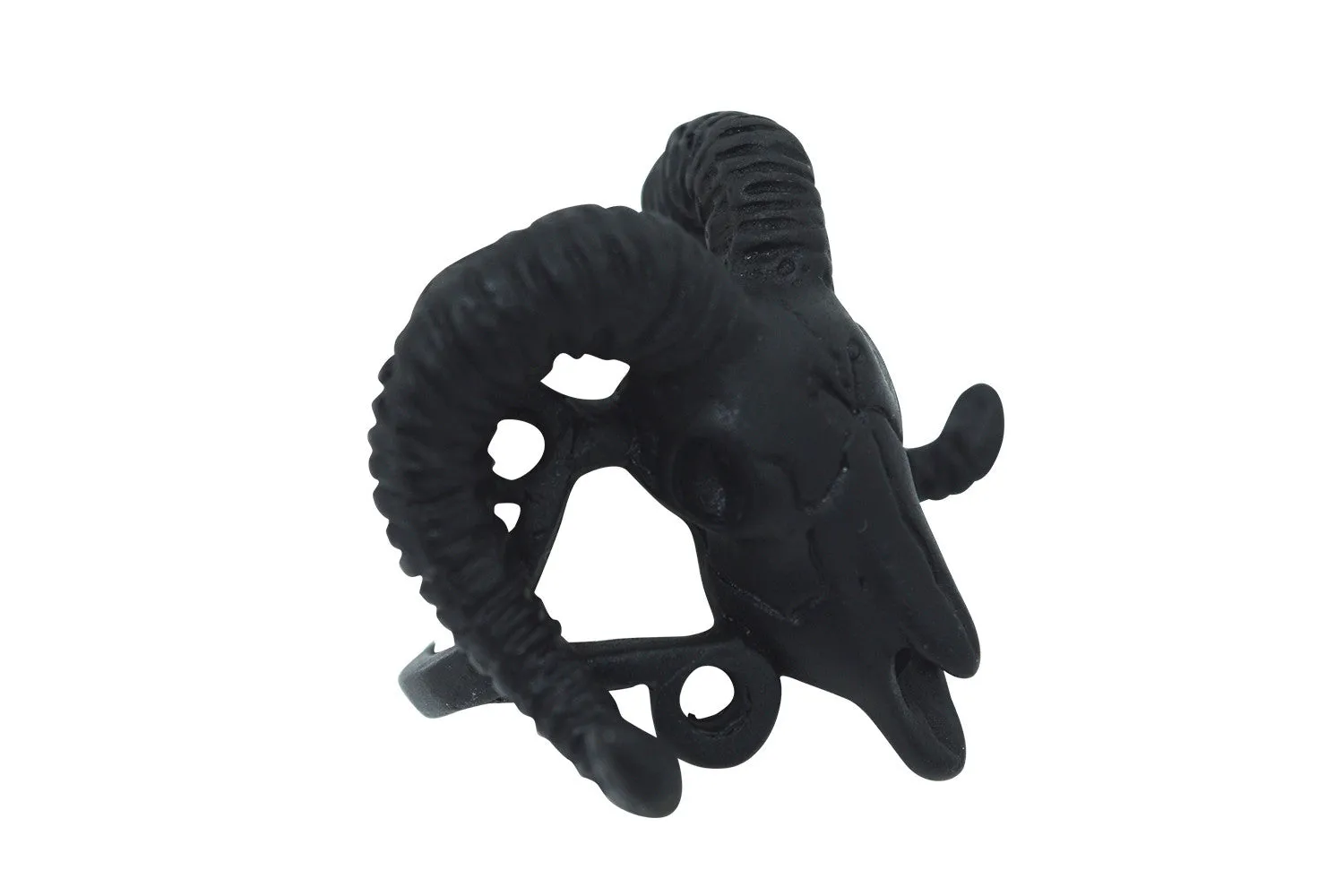 Restyle Gothic Jewelry skull ram and Arsenic Symbol Gothic Occult Ring