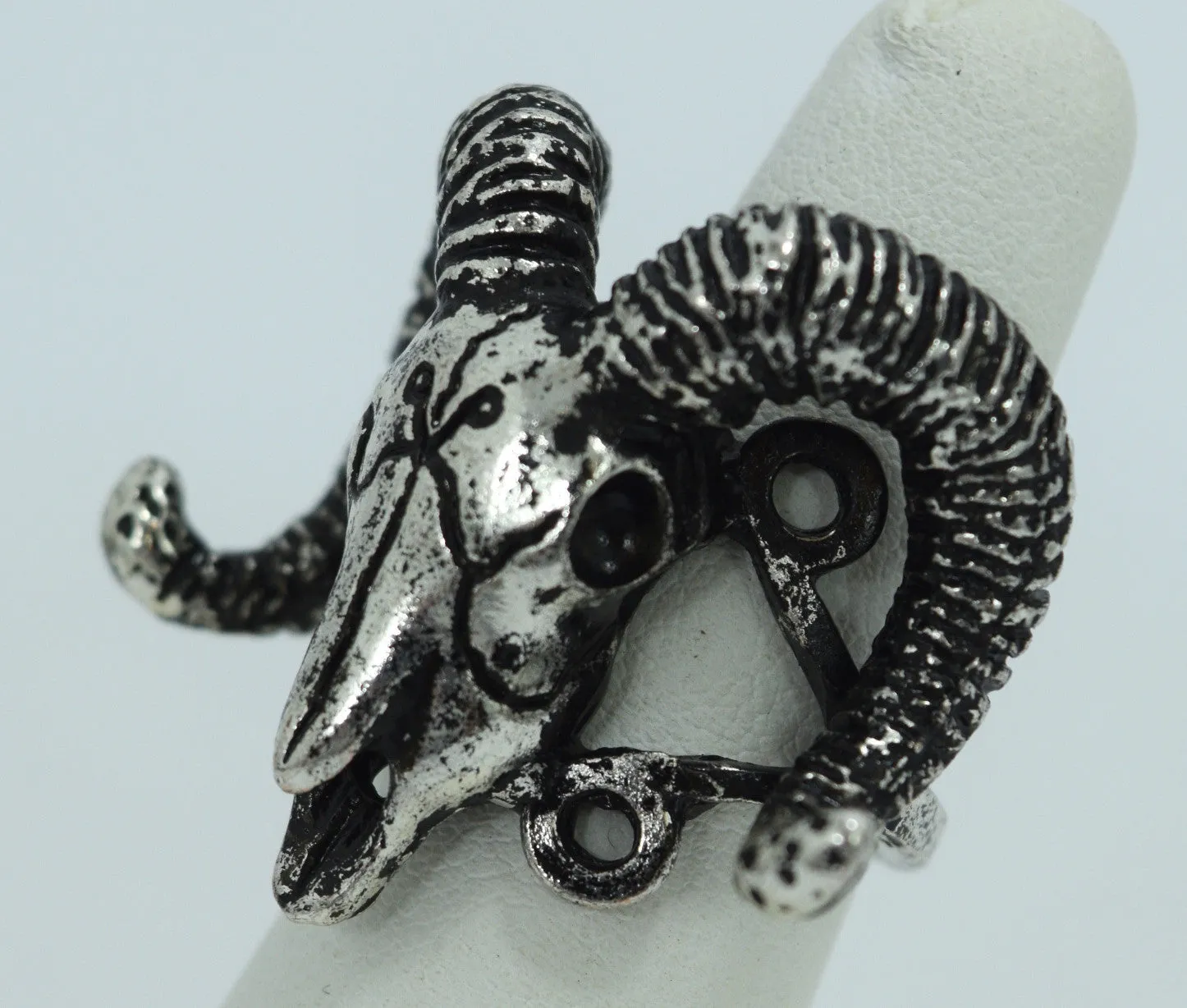 Restyle Gothic Jewelry skull ram and Arsenic Symbol Gothic Occult Ring