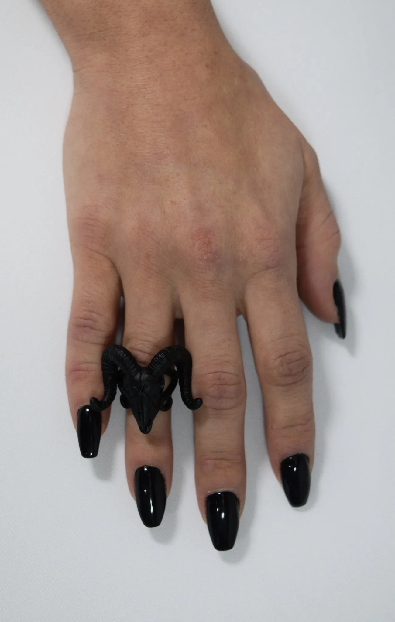 Restyle Gothic Jewelry skull ram and Arsenic Symbol Gothic Occult Ring