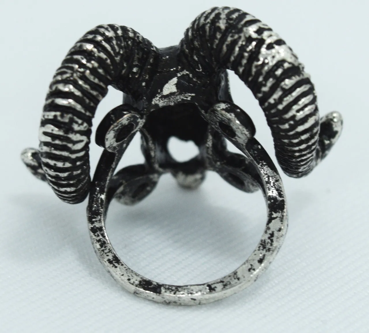 Restyle Gothic Jewelry skull ram and Arsenic Symbol Gothic Occult Ring