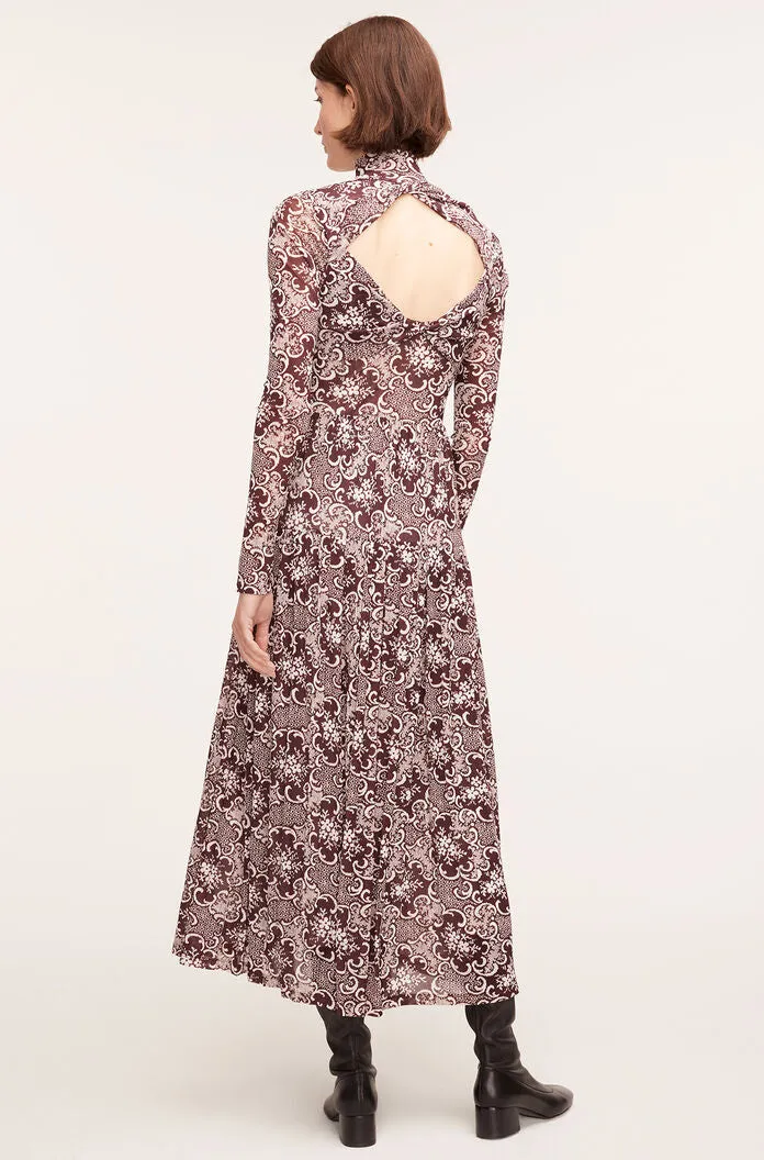 Rochelle Fleur Pleated Mock Neck Dress