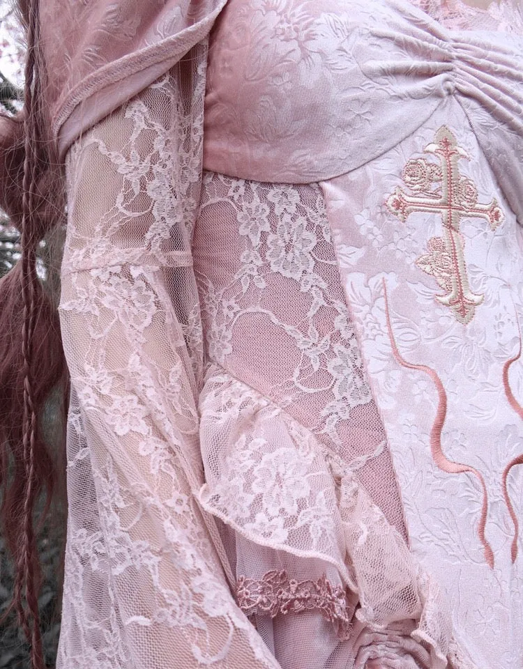Sakura Dream Velvet Corset Top With Sleeves