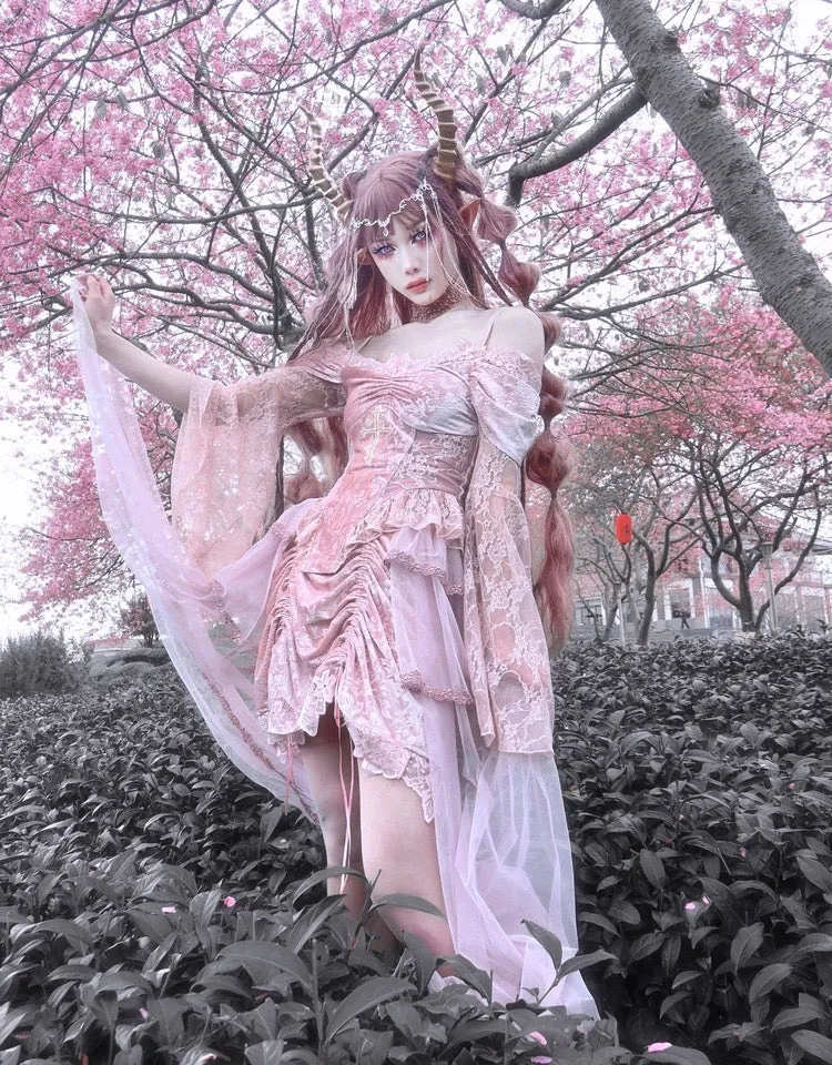 Sakura Dream Velvet Corset Top With Sleeves