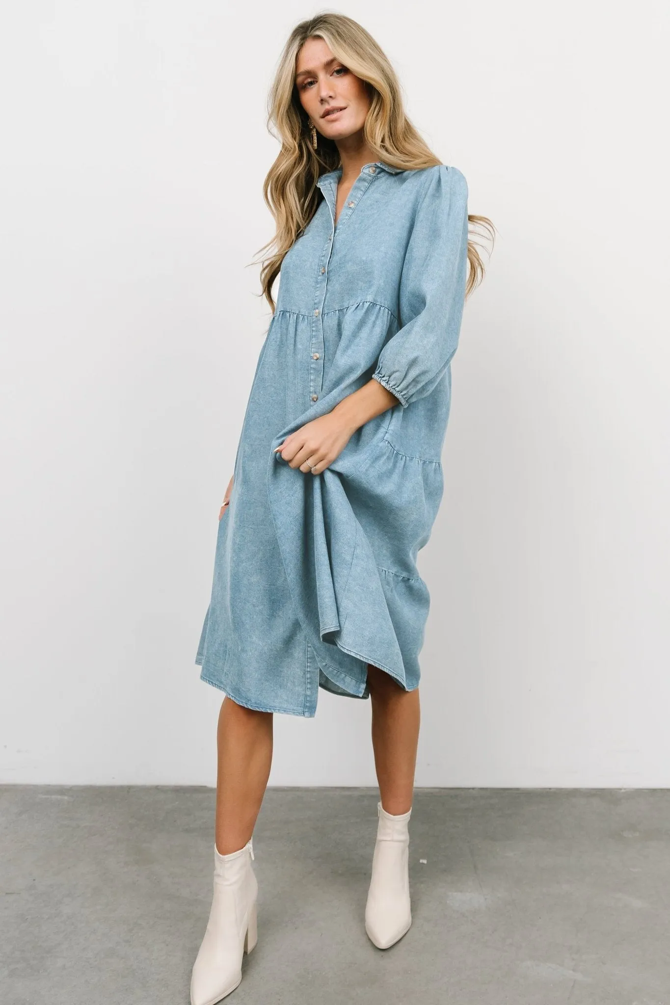 Sari Babydoll Dress | Chambray