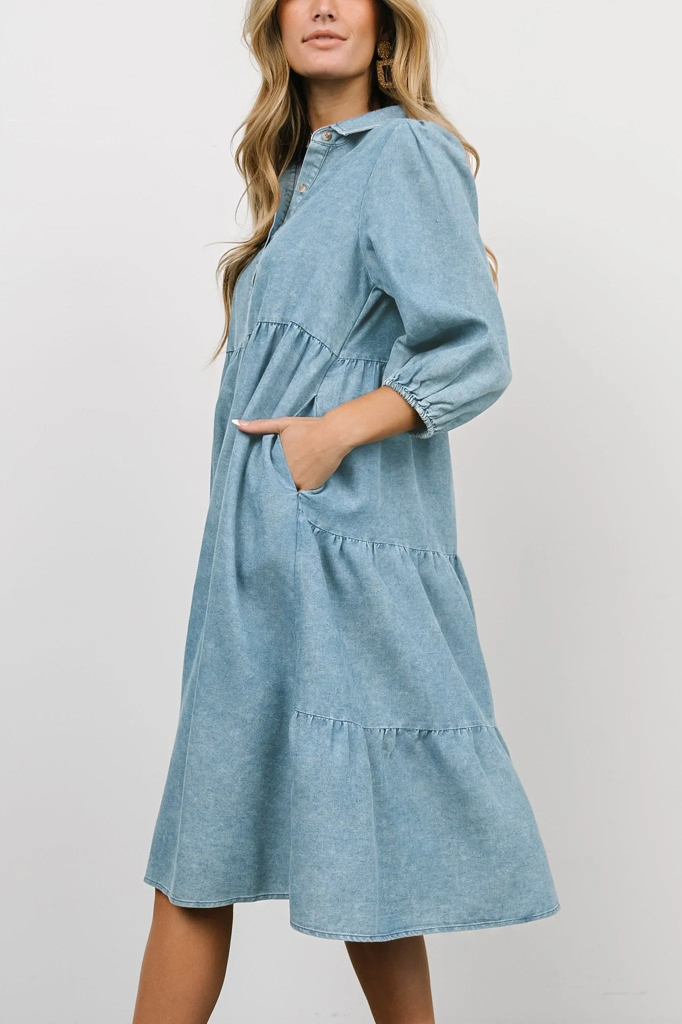 Sari Babydoll Dress | Chambray