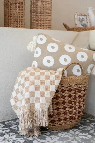 Tan Checkered Blanket