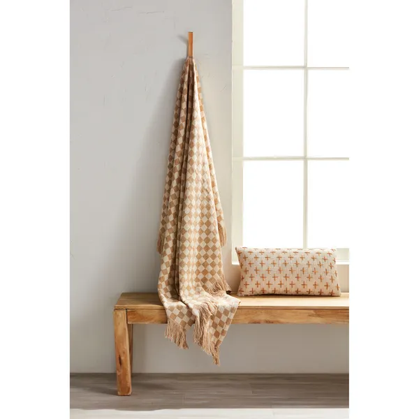 Tan Checkered Blanket