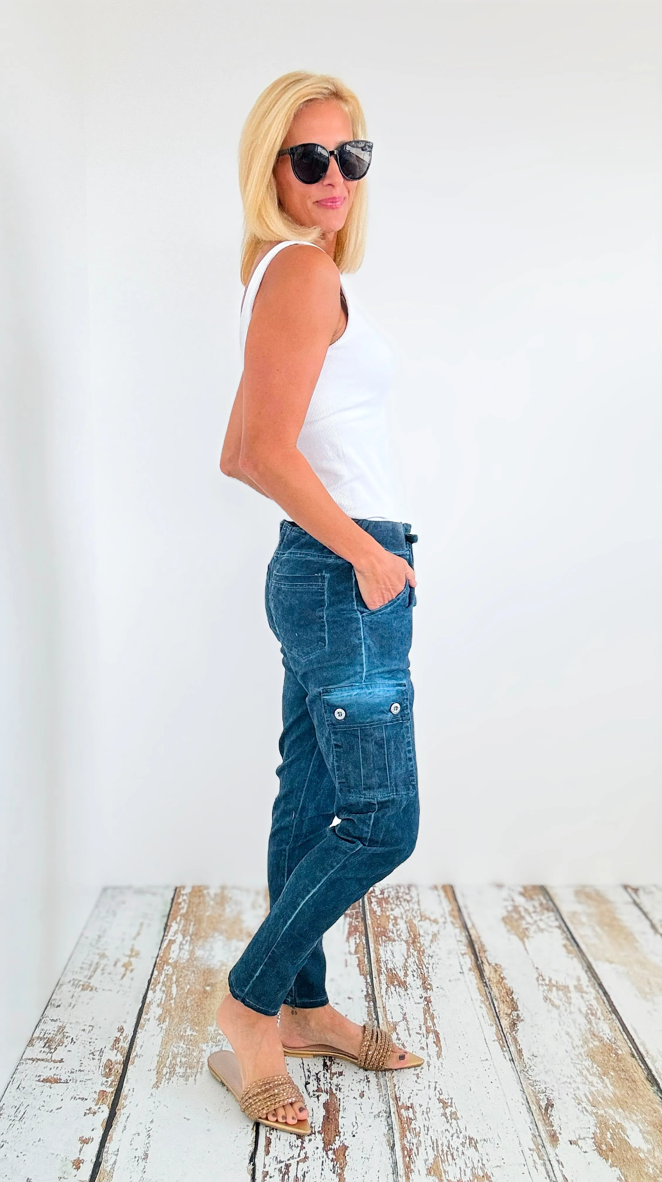 Teal Italian Cargo Pants