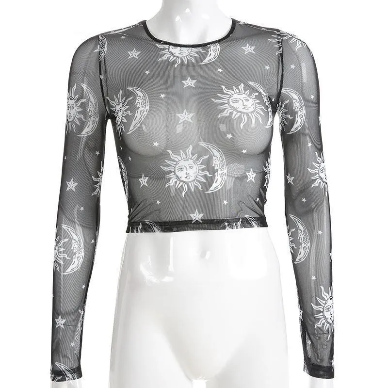 'Twilight' Alt Moon and Sun Mesh Top