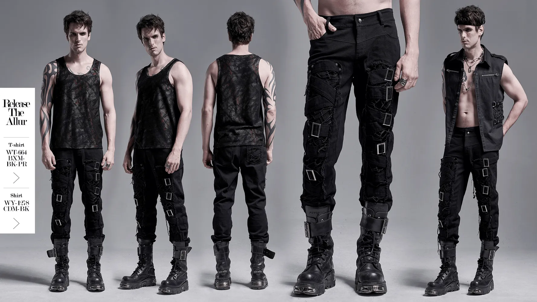 Urban Gothic Buckled Strap-Detailed Cargo Pants