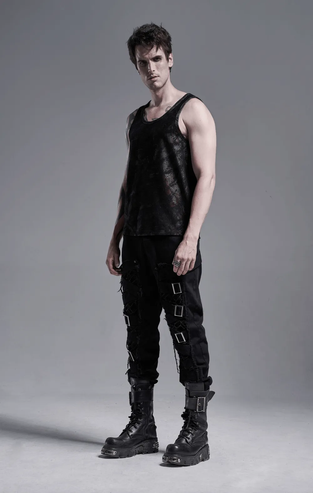 Urban Gothic Buckled Strap-Detailed Cargo Pants