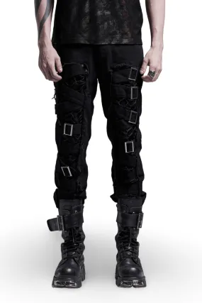 Urban Gothic Buckled Strap-Detailed Cargo Pants