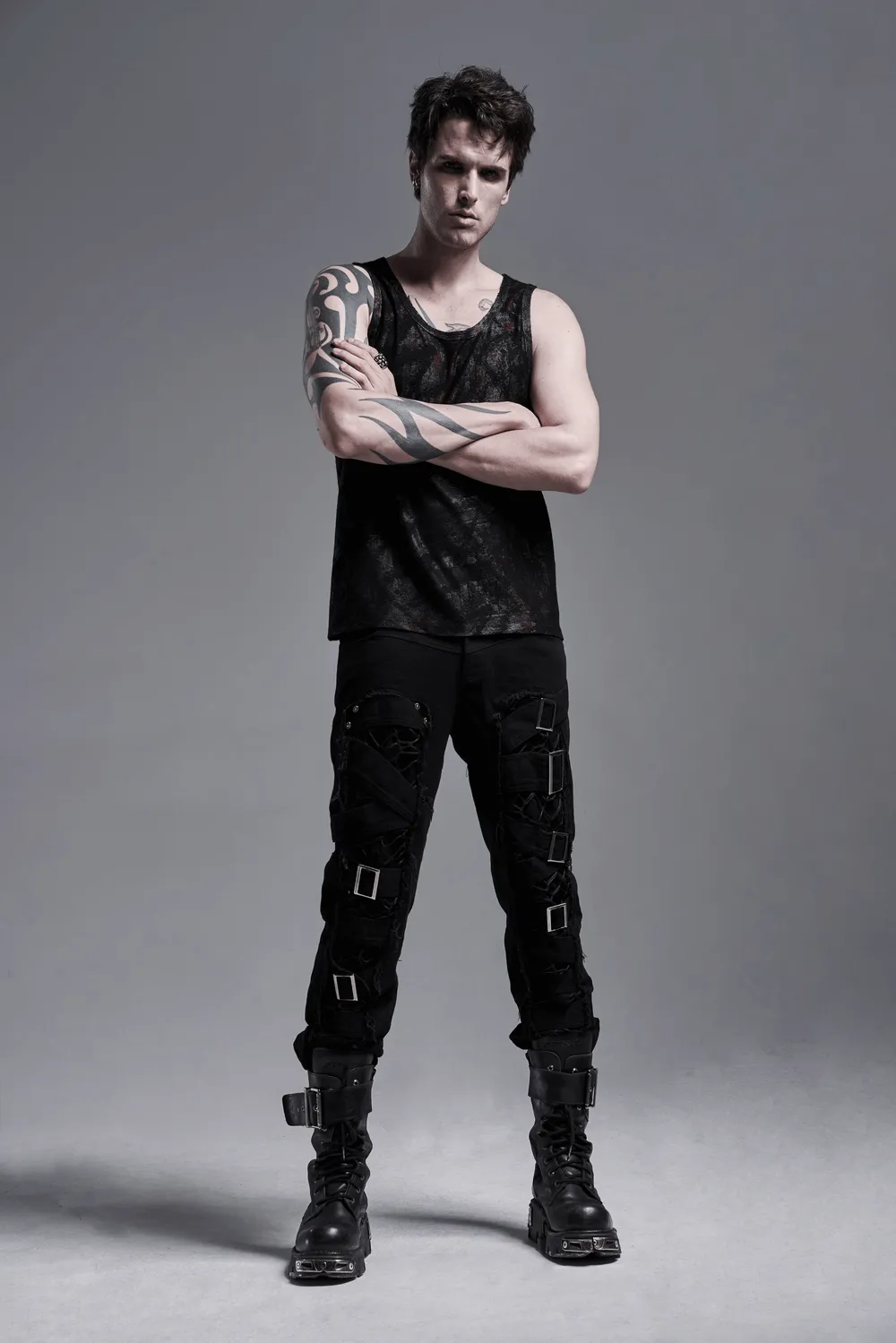Urban Gothic Buckled Strap-Detailed Cargo Pants