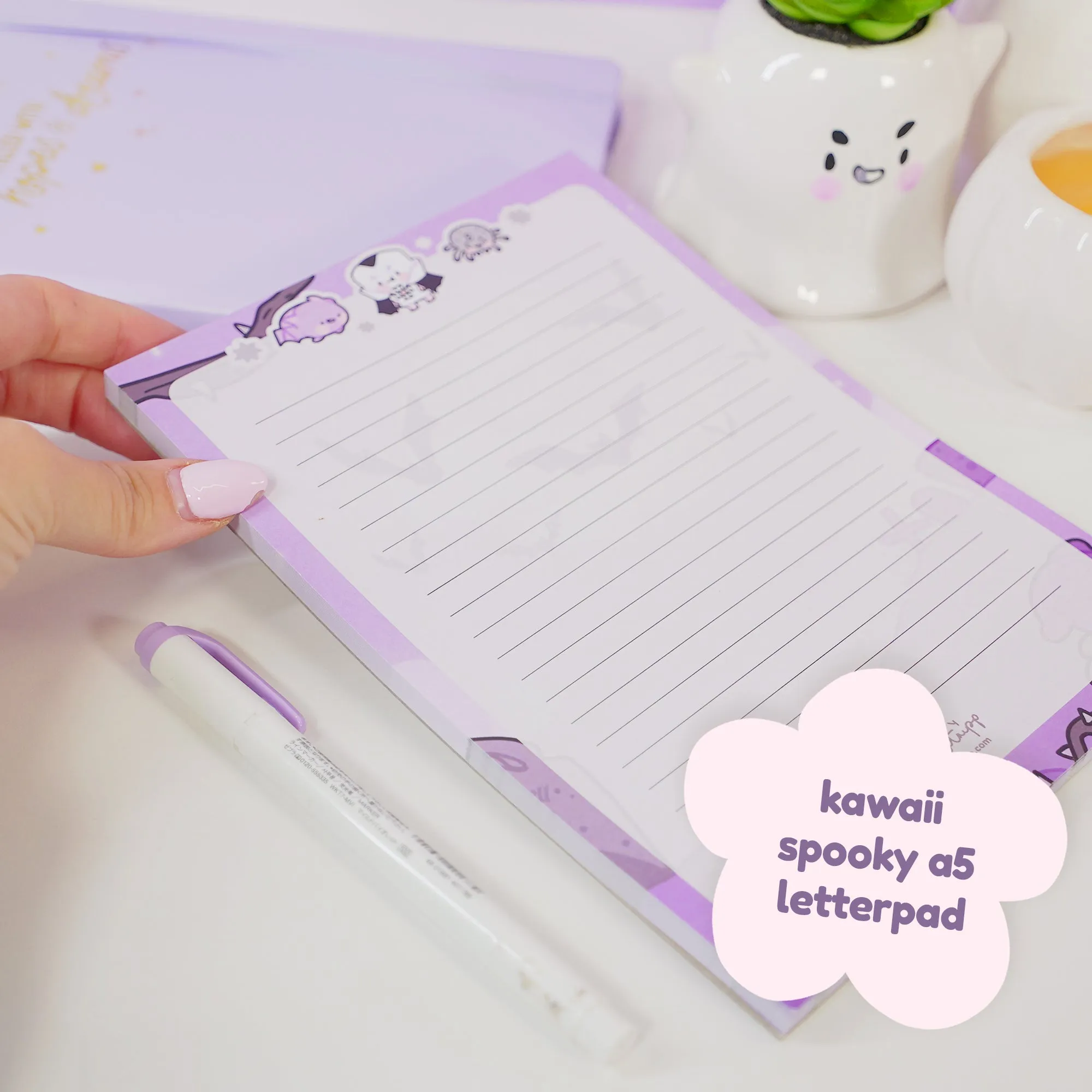 Vampies Vault A5 Notepad | Gothic Halloween Stationery | Spooky Kawaii Vampire, Spider & Bat Design