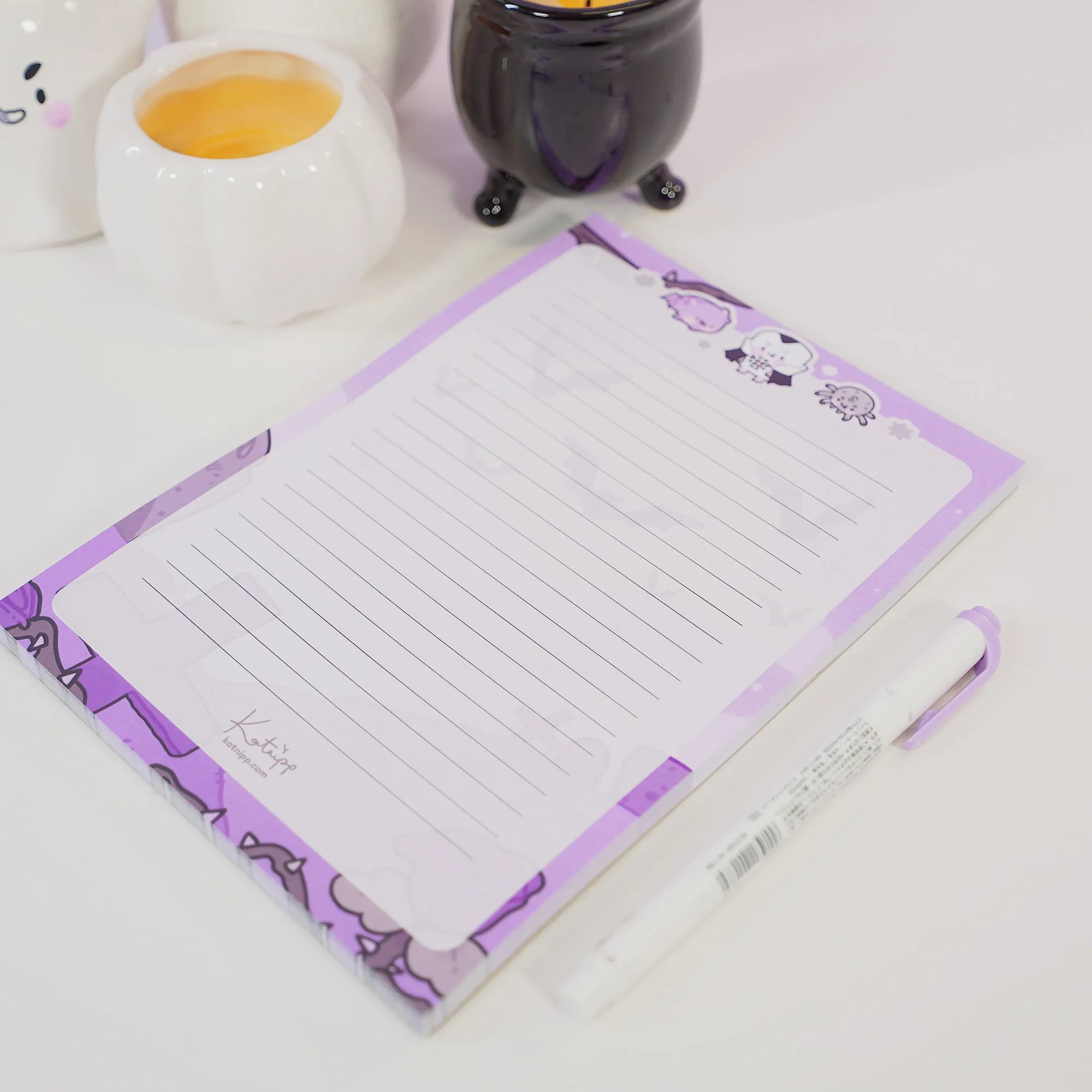 Vampies Vault A5 Notepad | Gothic Halloween Stationery | Spooky Kawaii Vampire, Spider & Bat Design