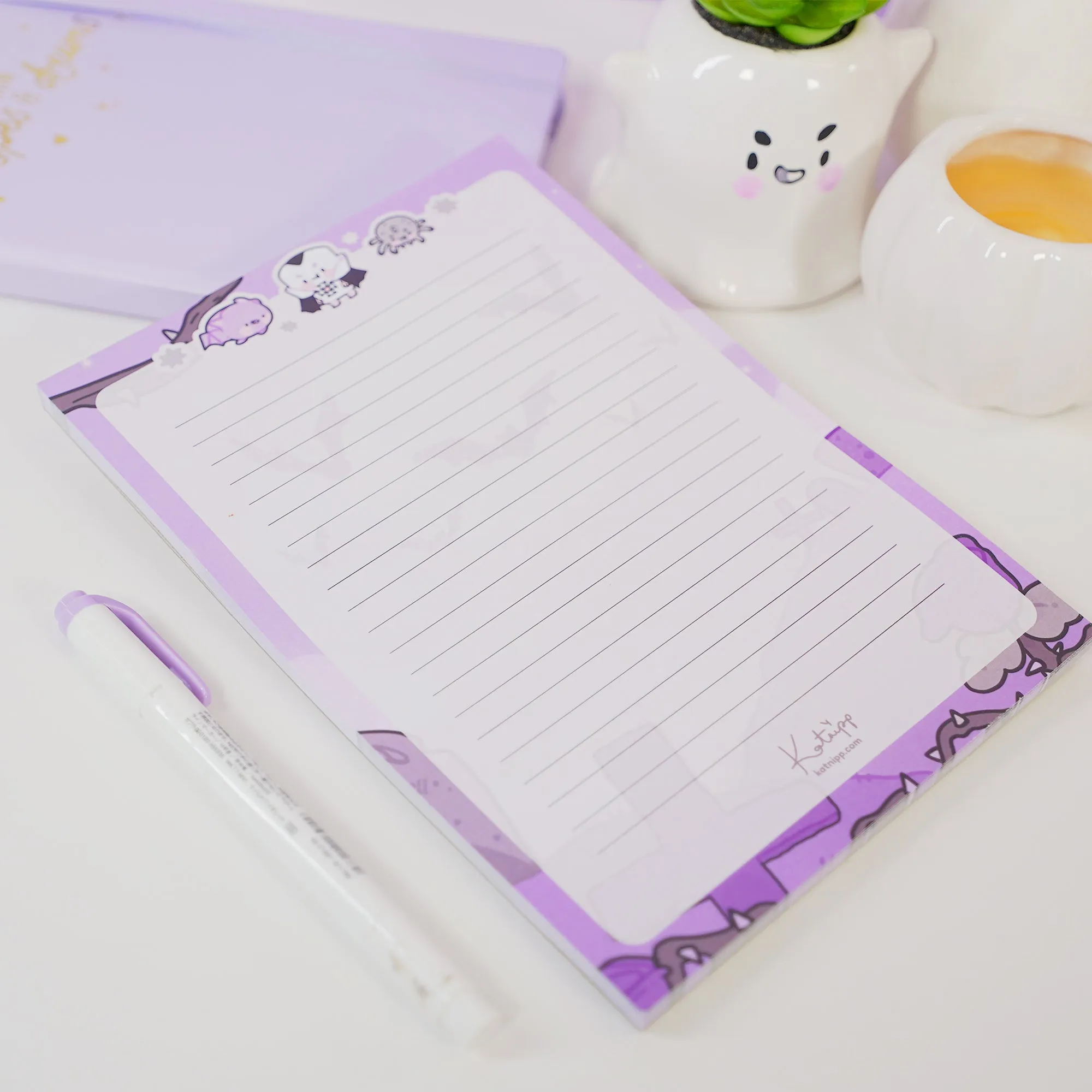 Vampies Vault A5 Notepad | Gothic Halloween Stationery | Spooky Kawaii Vampire, Spider & Bat Design